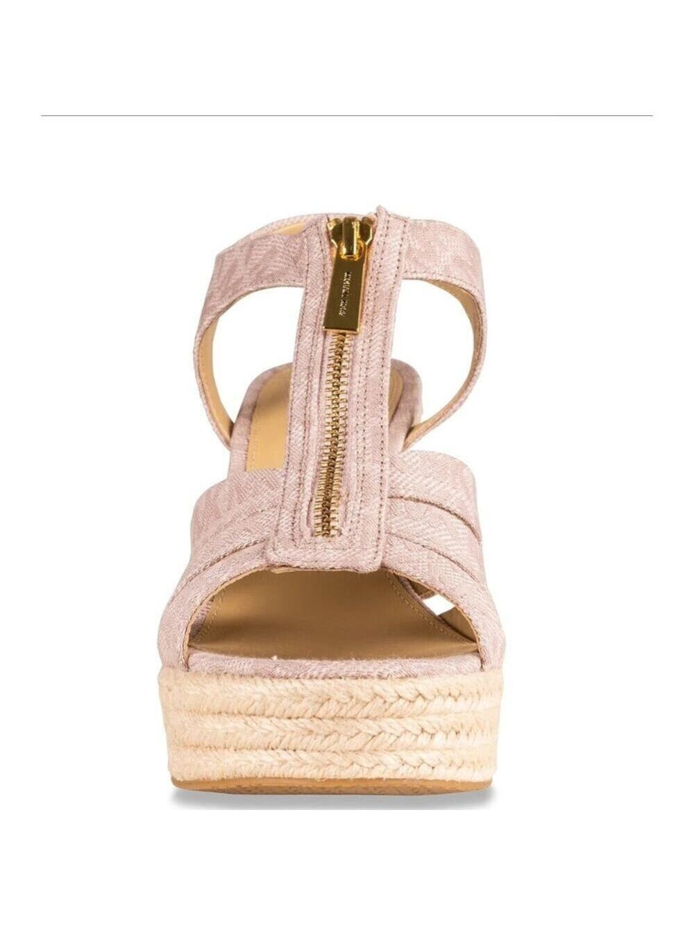 MICHAEL KORS PINK WEDGE SANDAL BERKLEY LOGO JACQUARD SIZE 10 - Picture 6 of 15